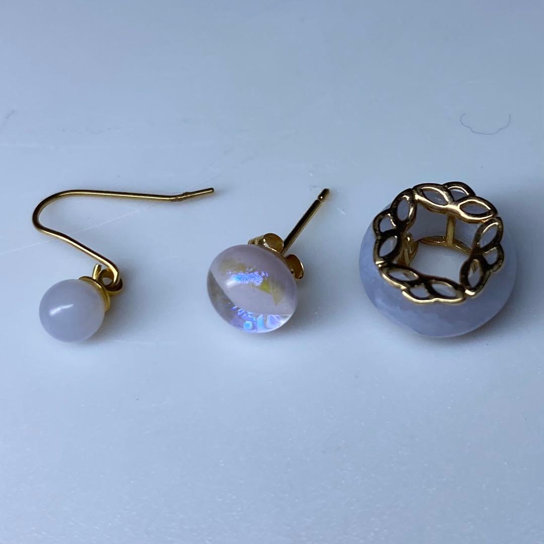 K18/K10刻印 ラベンダー翡翠 アクセ3点 1.7g 東キ7-0912☆2F