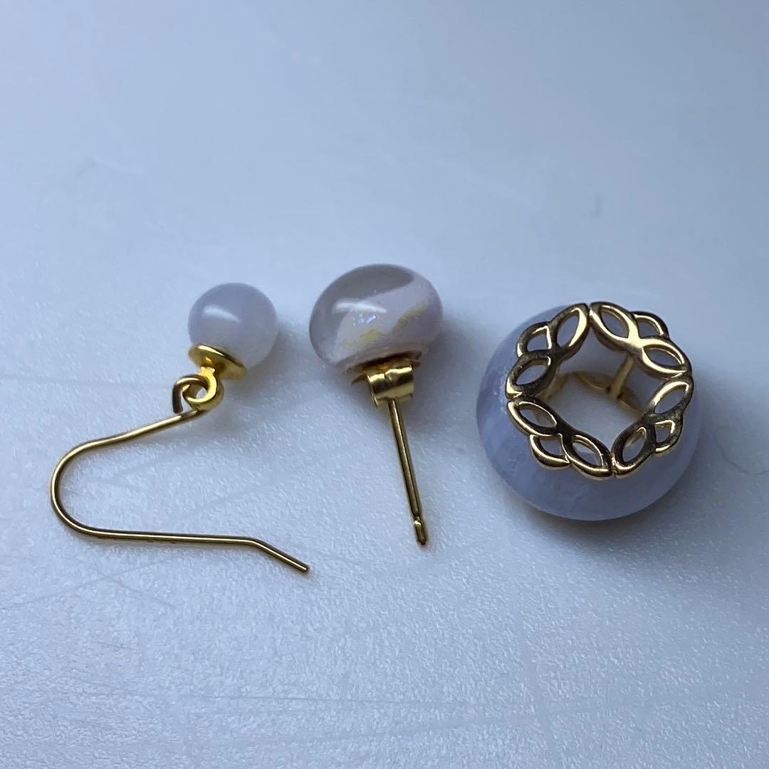 K18/K10刻印 ラベンダー翡翠 アクセ3点 1.7g 東キ7-0912☆2F