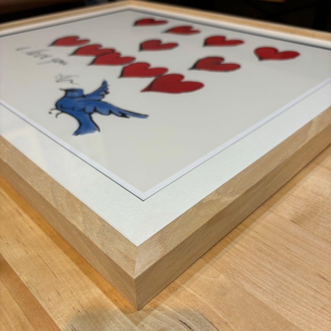 額付　アートフレーム　お洒落　可愛い　絵画　アンディウォーホル　北欧　ハート　鳥