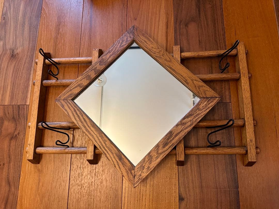 ビンテージ　ミラー　鏡　帽子かけ付き　アメリカ