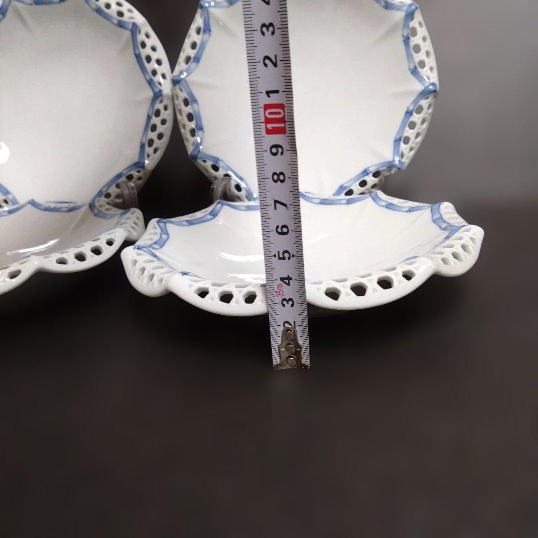 新品 三川内焼 十四代玉泉窯 透水彫 中皿5枚　お祝い