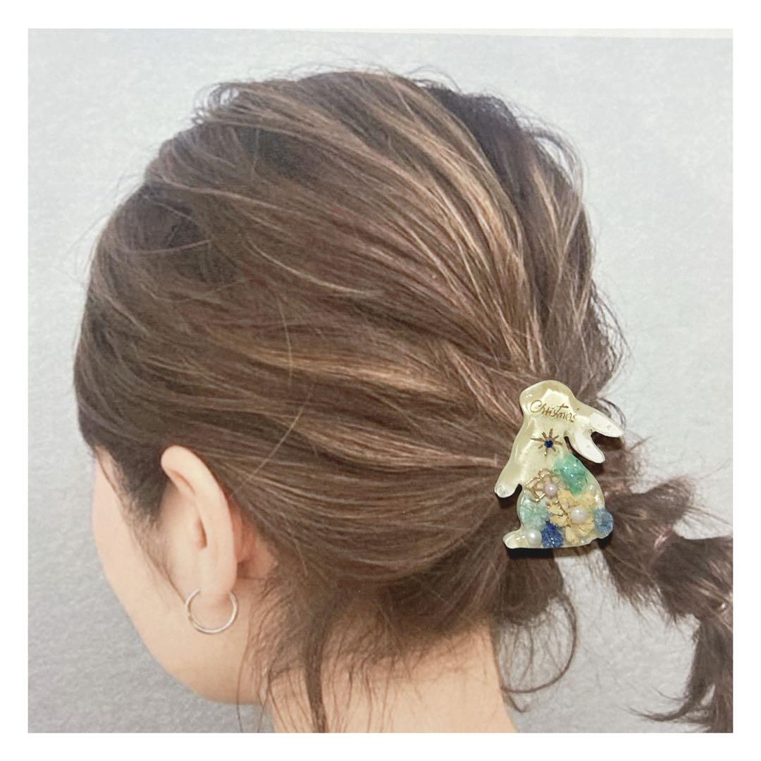 No 953❣️うさぎ型可愛いレジンヘアゴム❣️٩(๑❛ᴗ❛๑)۶❣️
