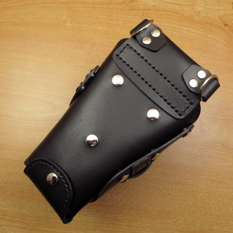 オールブラック　６丁差し　革ベルト付　本革シザーケース　SCL-100/CKB