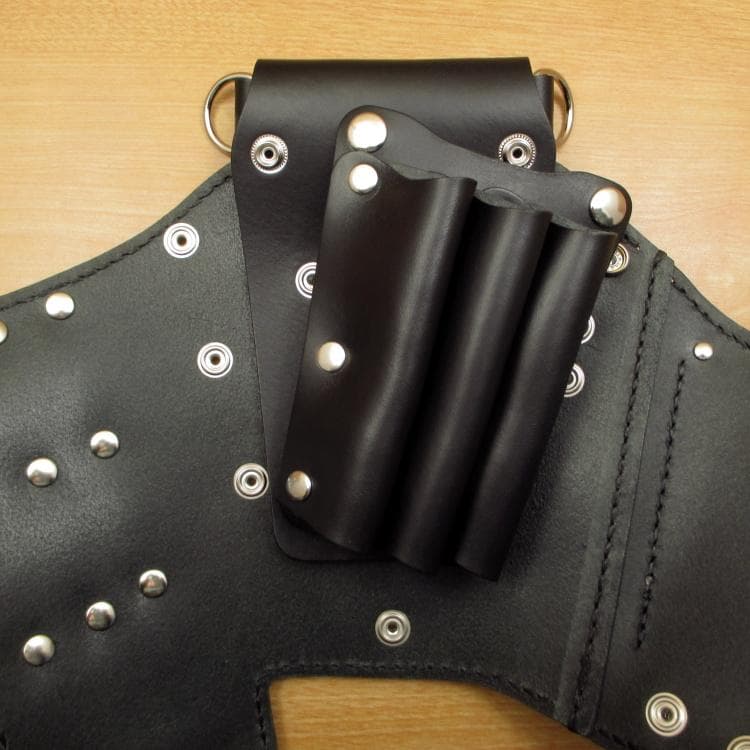 オールブラック　６丁差し　革ベルト付　本革シザーケース　SCL-100/CKB