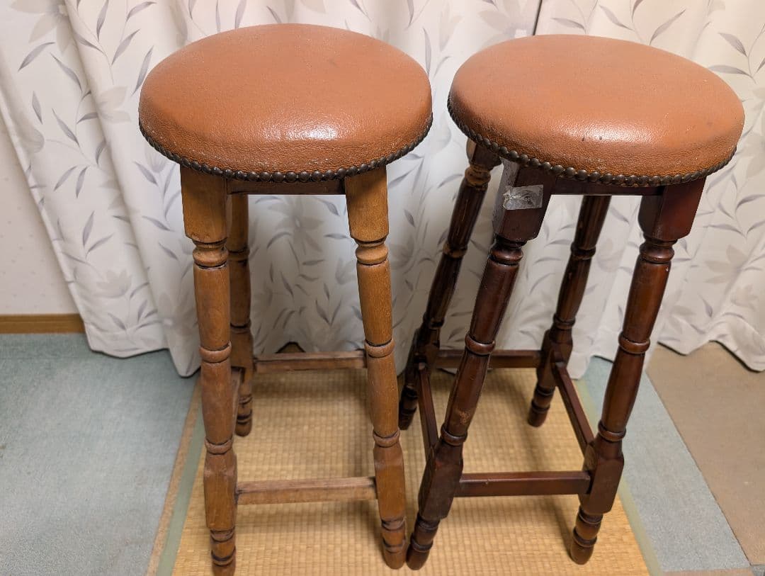 木製　スツール　カウンター チェア　2脚　イタリア風