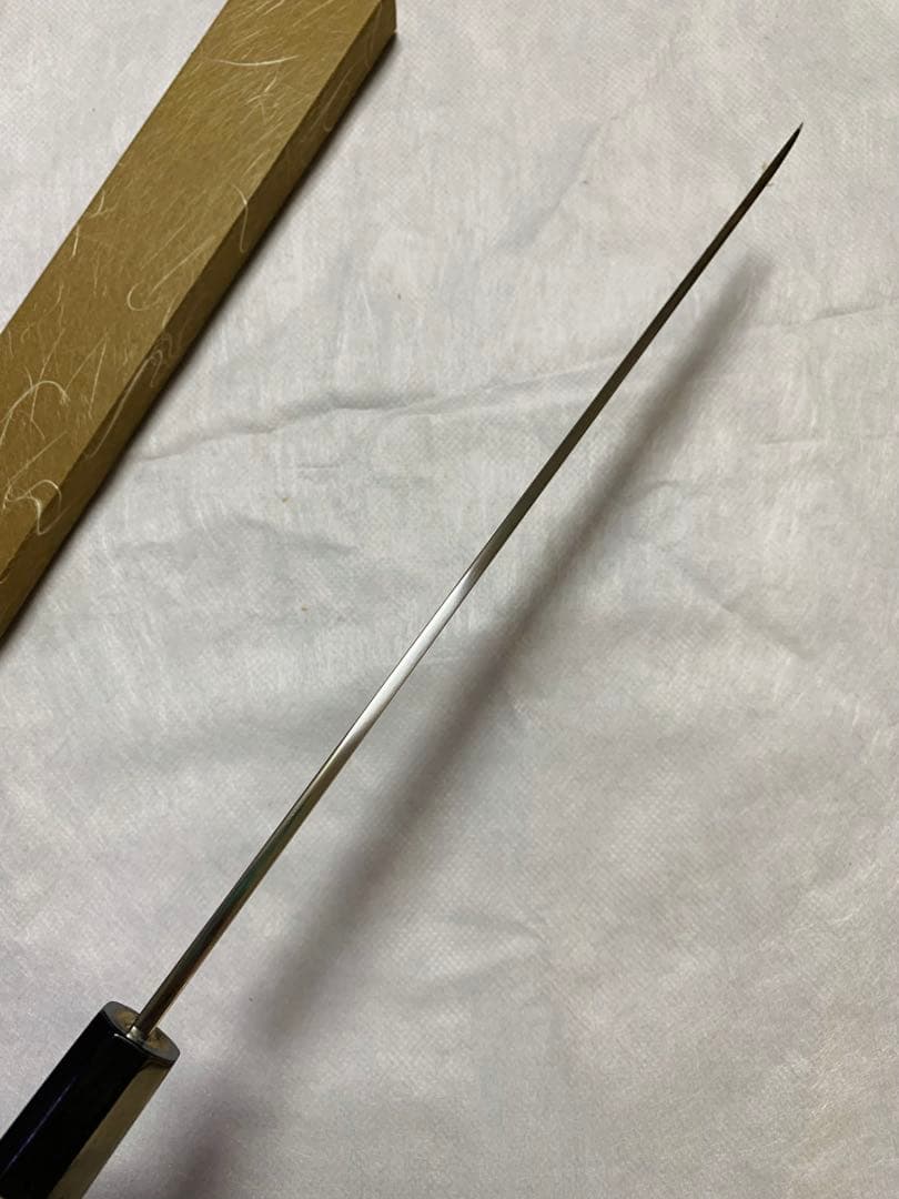 堺打刃物　刺身 柳刃　包丁　青鋼　本鍛錬　水牛八角柄　鞘付き