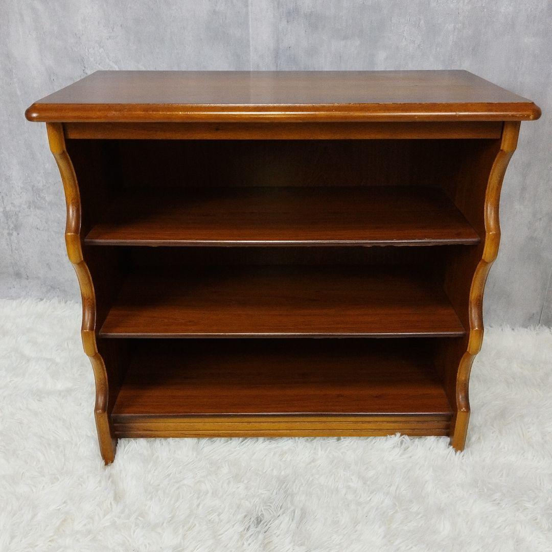 【美品】昭和レトロ カリモク コロニアル 木製ラック スリッパラック 古家具