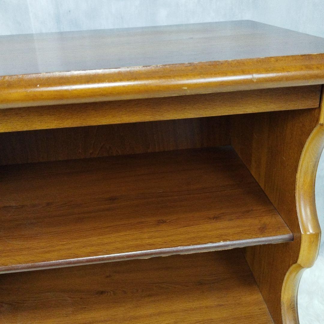 【美品】昭和レトロ カリモク コロニアル 木製ラック スリッパラック 古家具