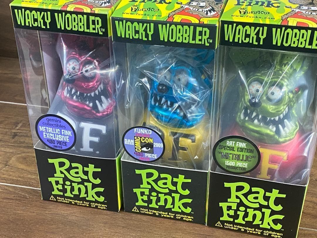 Rat Fink ラットフィンク ボビングヘッド メタリック フィギュア 3体組