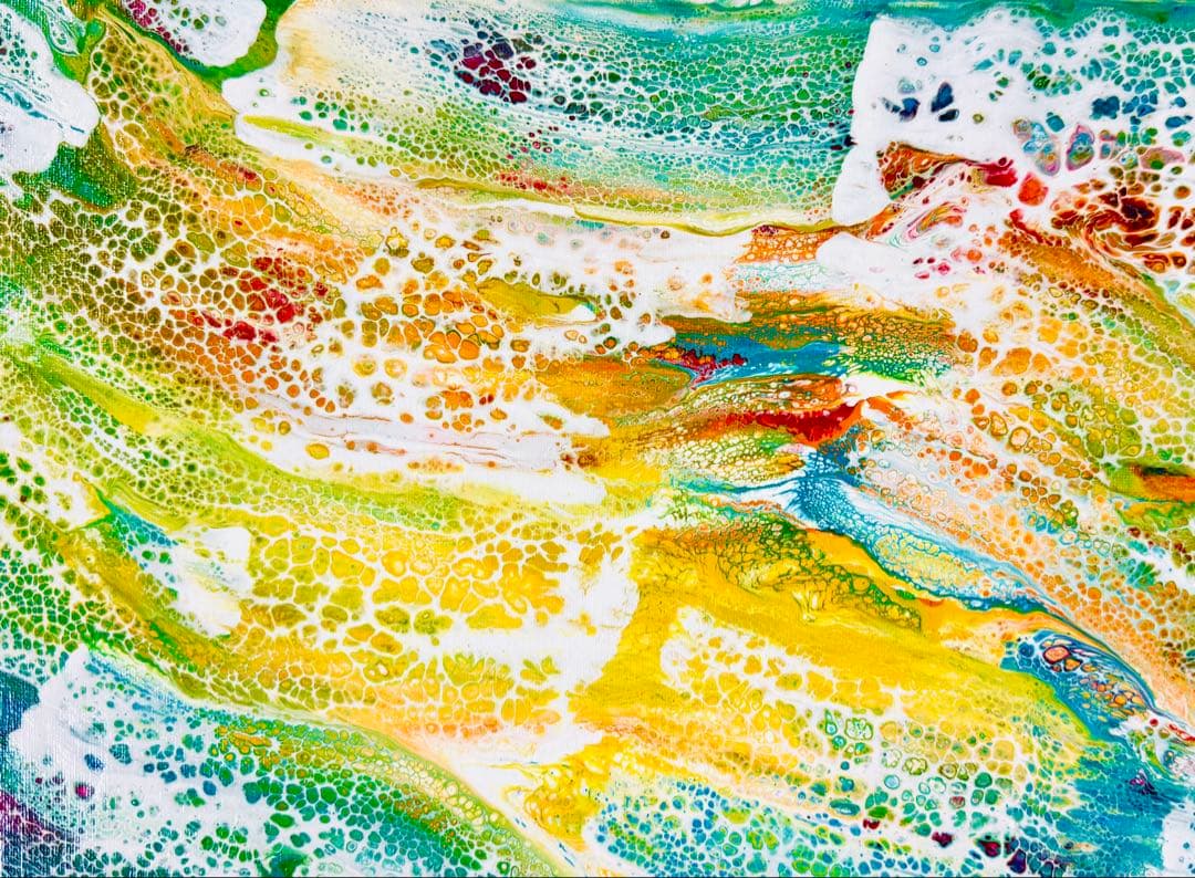 原画　アクリル画　波　光アート 作品名 【 瑞波 -Zuiha- 】