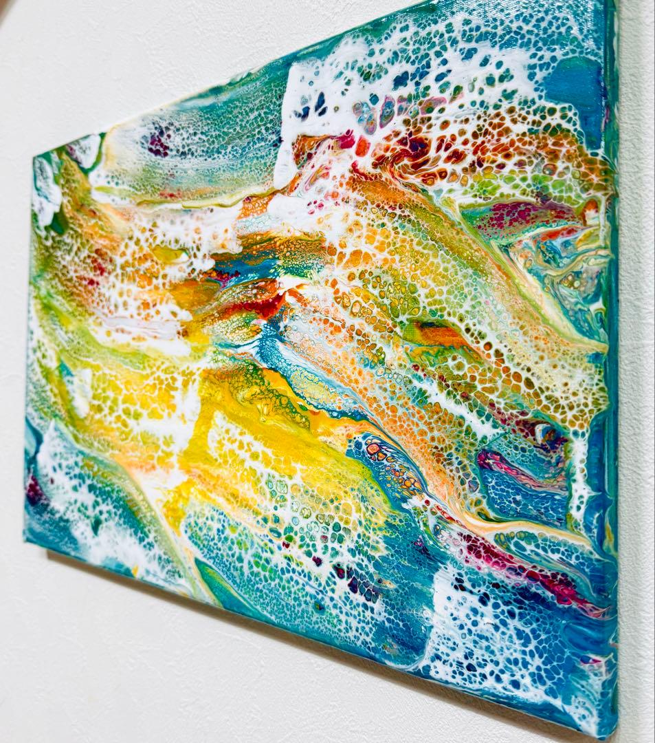 原画　アクリル画　波　光アート 作品名 【 瑞波 -Zuiha- 】