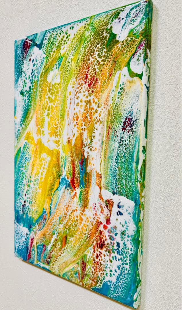 原画　アクリル画　波　光アート 作品名 【 瑞波 -Zuiha- 】