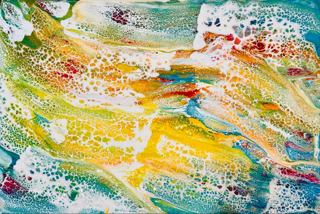 原画　アクリル画　波　光アート 作品名 【 瑞波 -Zuiha- 】