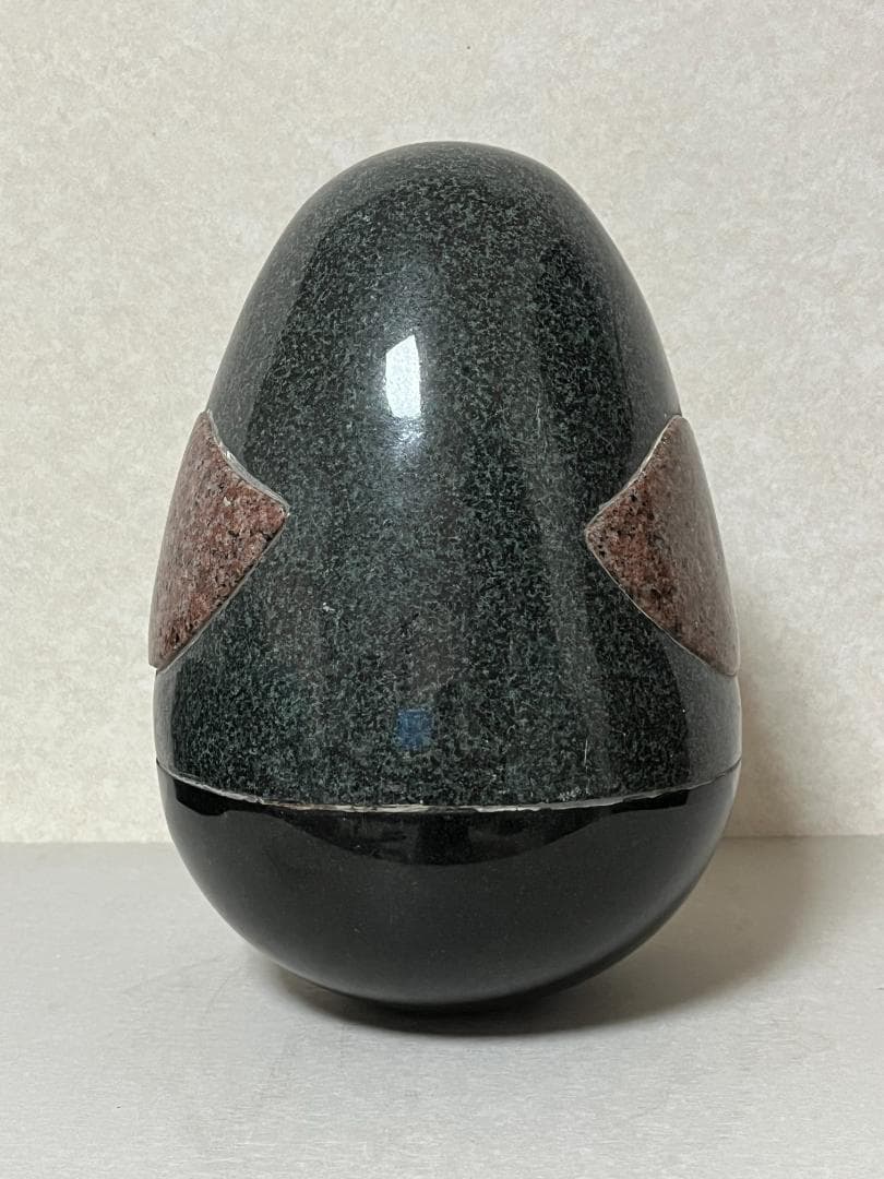 【新品】5石種 組石・黄色の卵型ふくろう 　高さ30cm