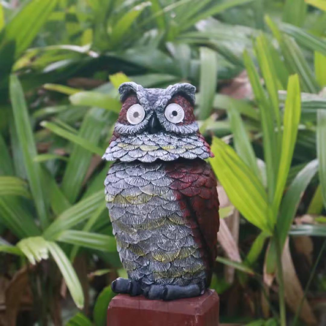 ソーラーフクロウ像 2個セット ガーデンライト LED 屋外 フクロウ オブジェ
