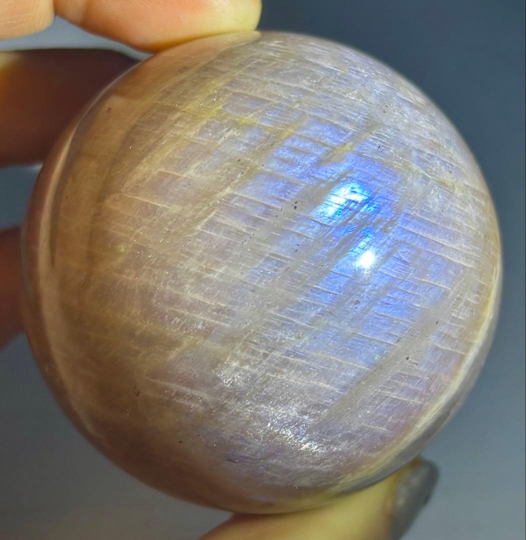《一点集中ブルーシラー》滲む月光の ブラウンムーンストーン スフィア　丸玉