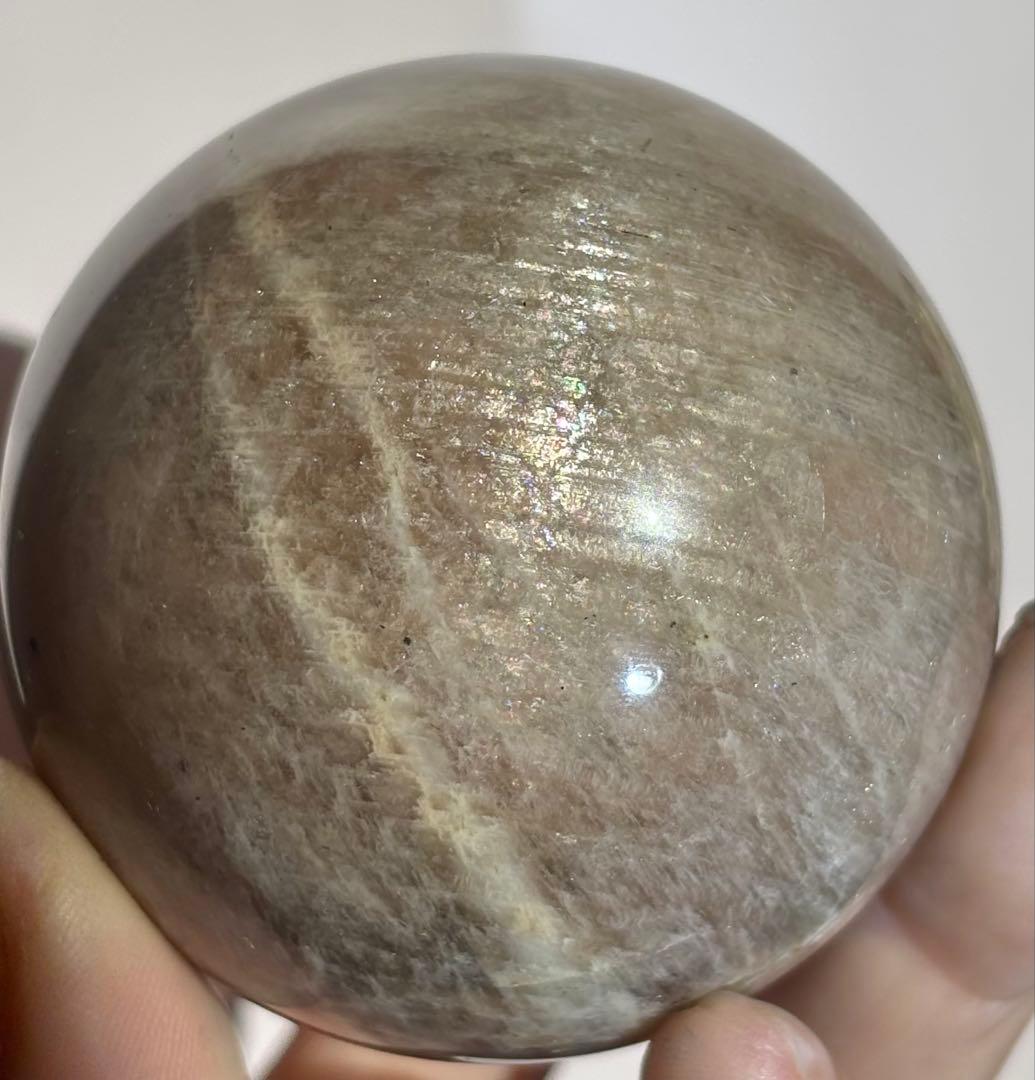 《一点集中ブルーシラー》滲む月光の ブラウンムーンストーン スフィア　丸玉
