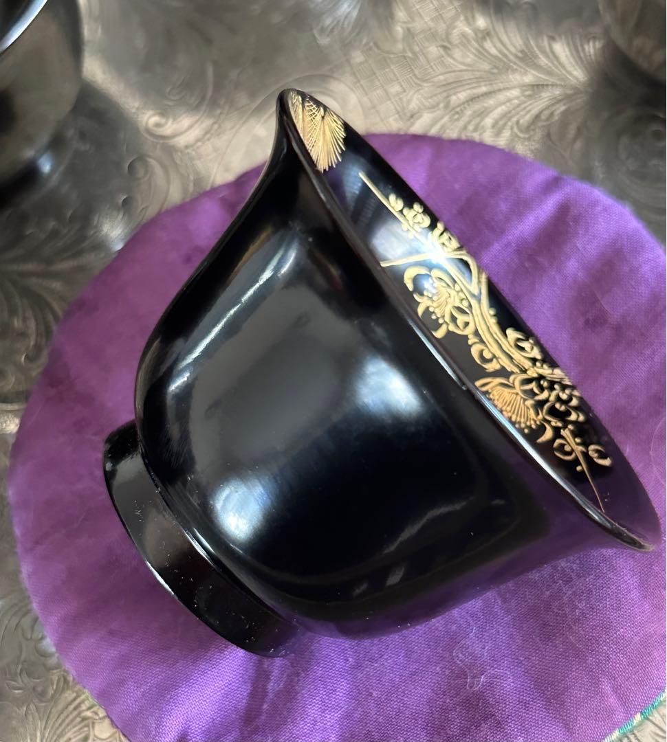 松竹梅手描き 漆器椀6客 大正時代