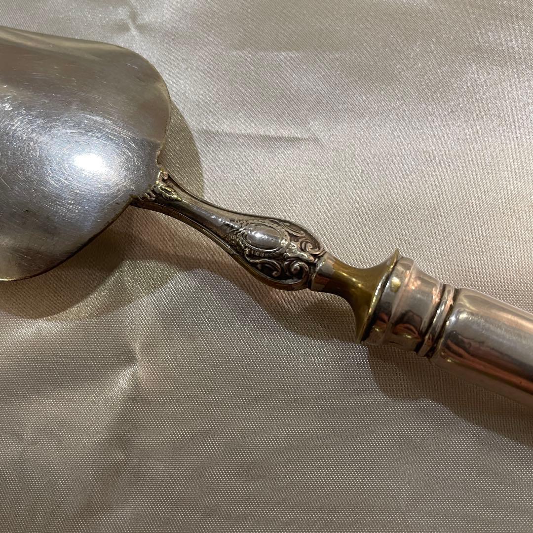 大型シルバーハンドル フードサービングショベル シルバープレート 32,2cm