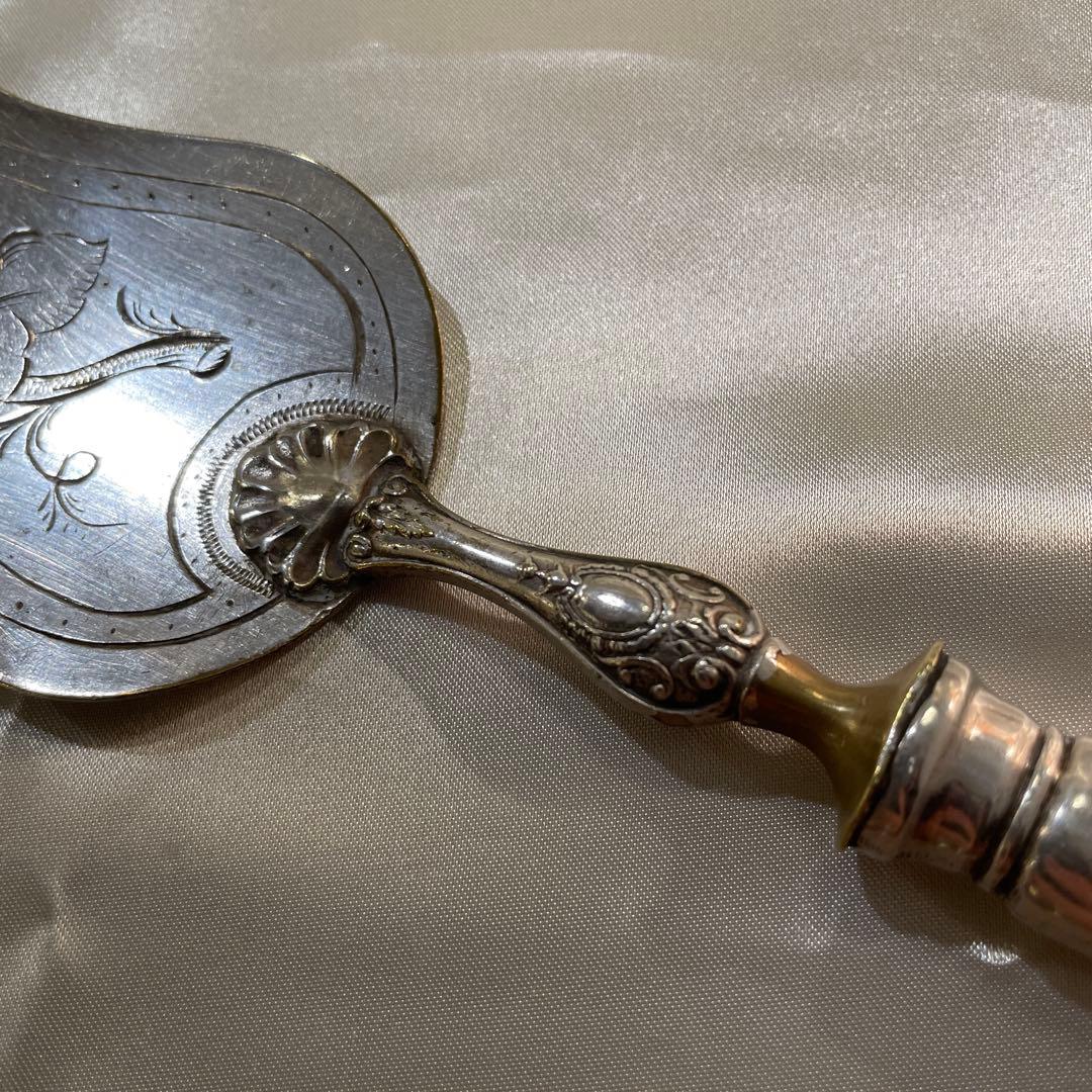 大型シルバーハンドル フードサービングショベル シルバープレート 32,2cm