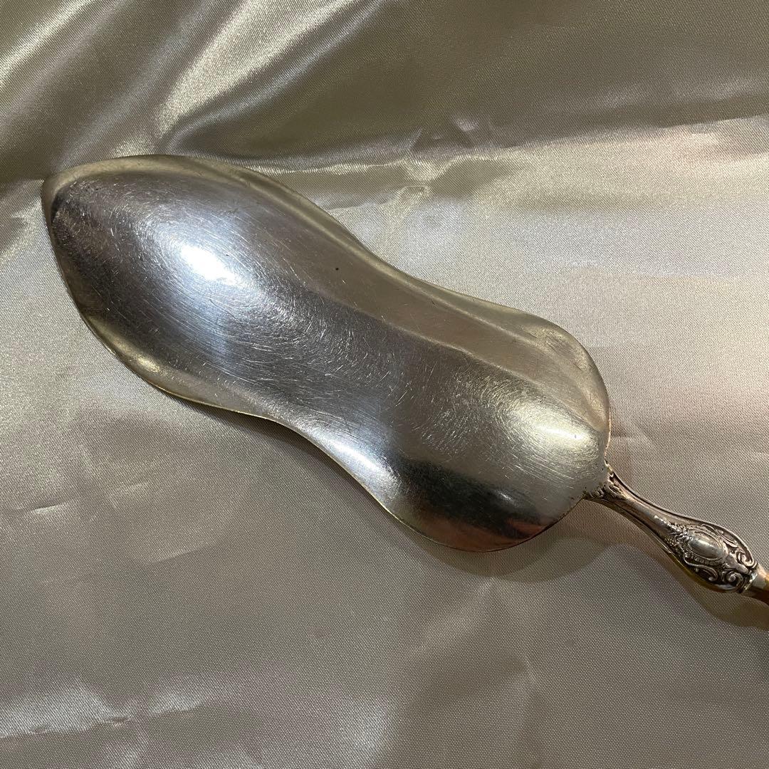 大型シルバーハンドル フードサービングショベル シルバープレート 32,2cm