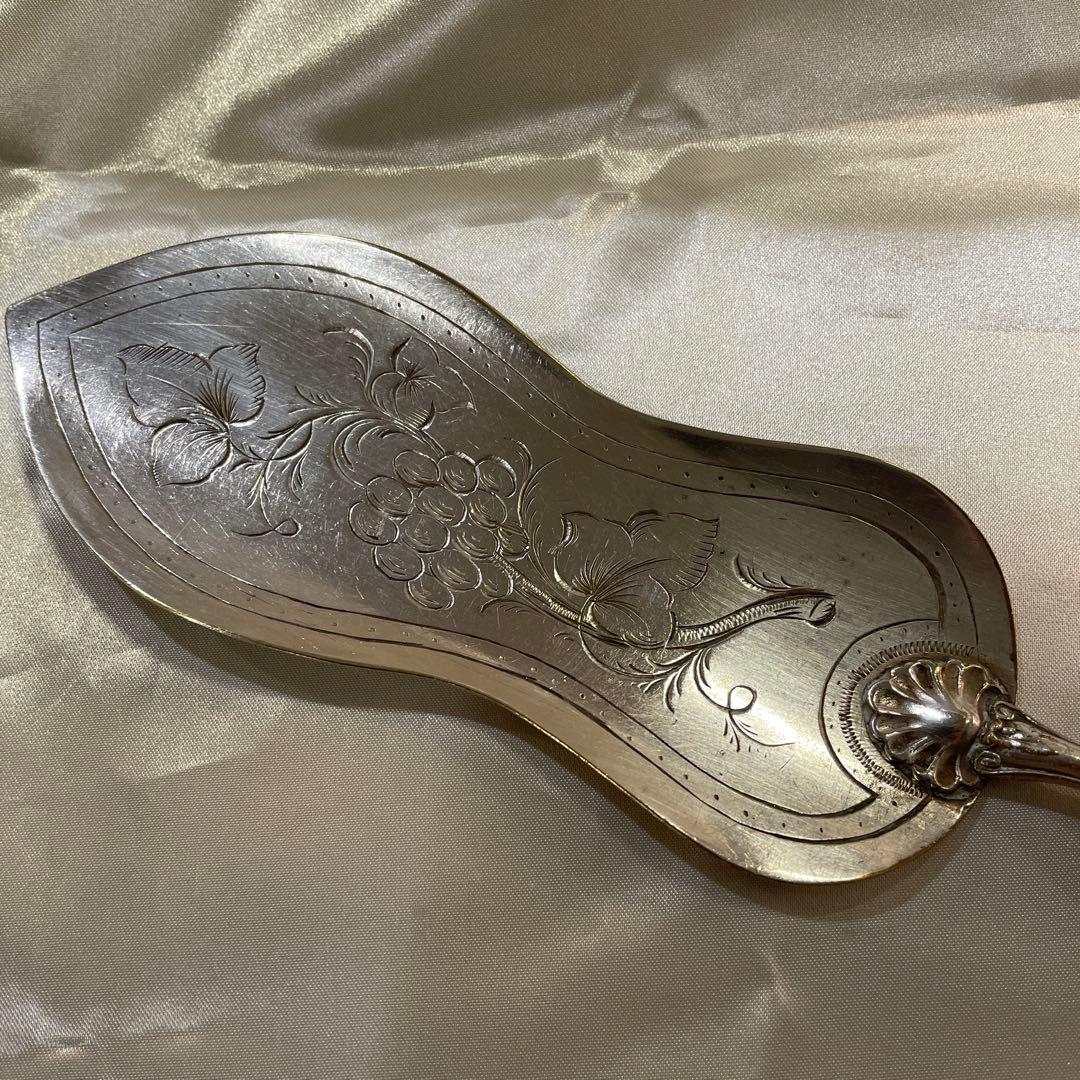 大型シルバーハンドル フードサービングショベル シルバープレート 32,2cm