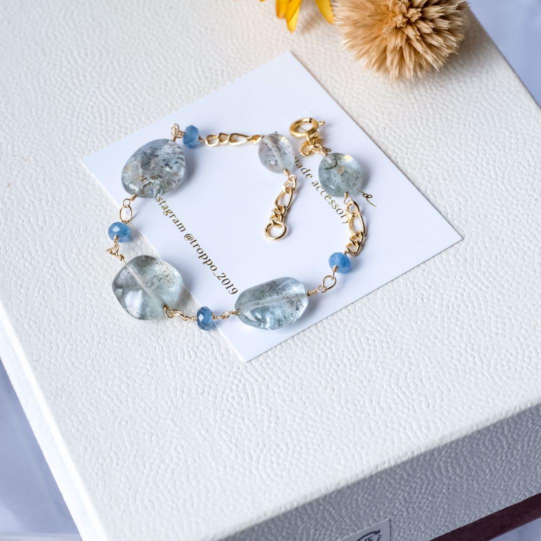 ♦︎希少‼️14kgfアクアマリンサンストーンブレスレット
