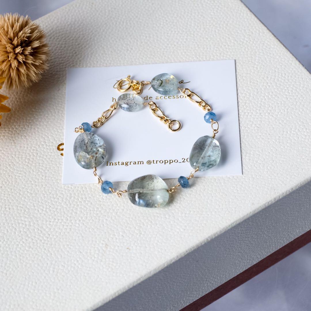 ♦︎希少‼️14kgfアクアマリンサンストーンブレスレット