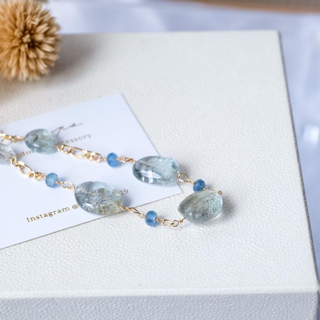 ♦︎希少‼️14kgfアクアマリンサンストーンブレスレット