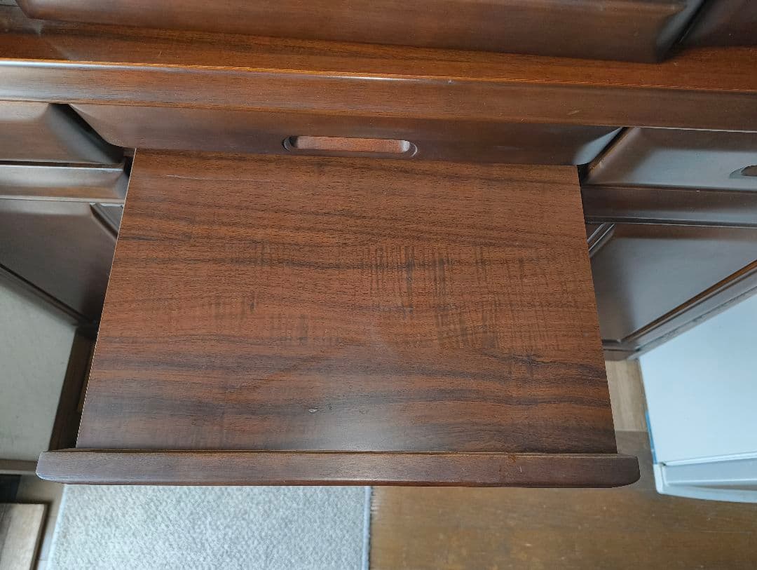 木製食器棚 ダークブラウン ガラス扉付き