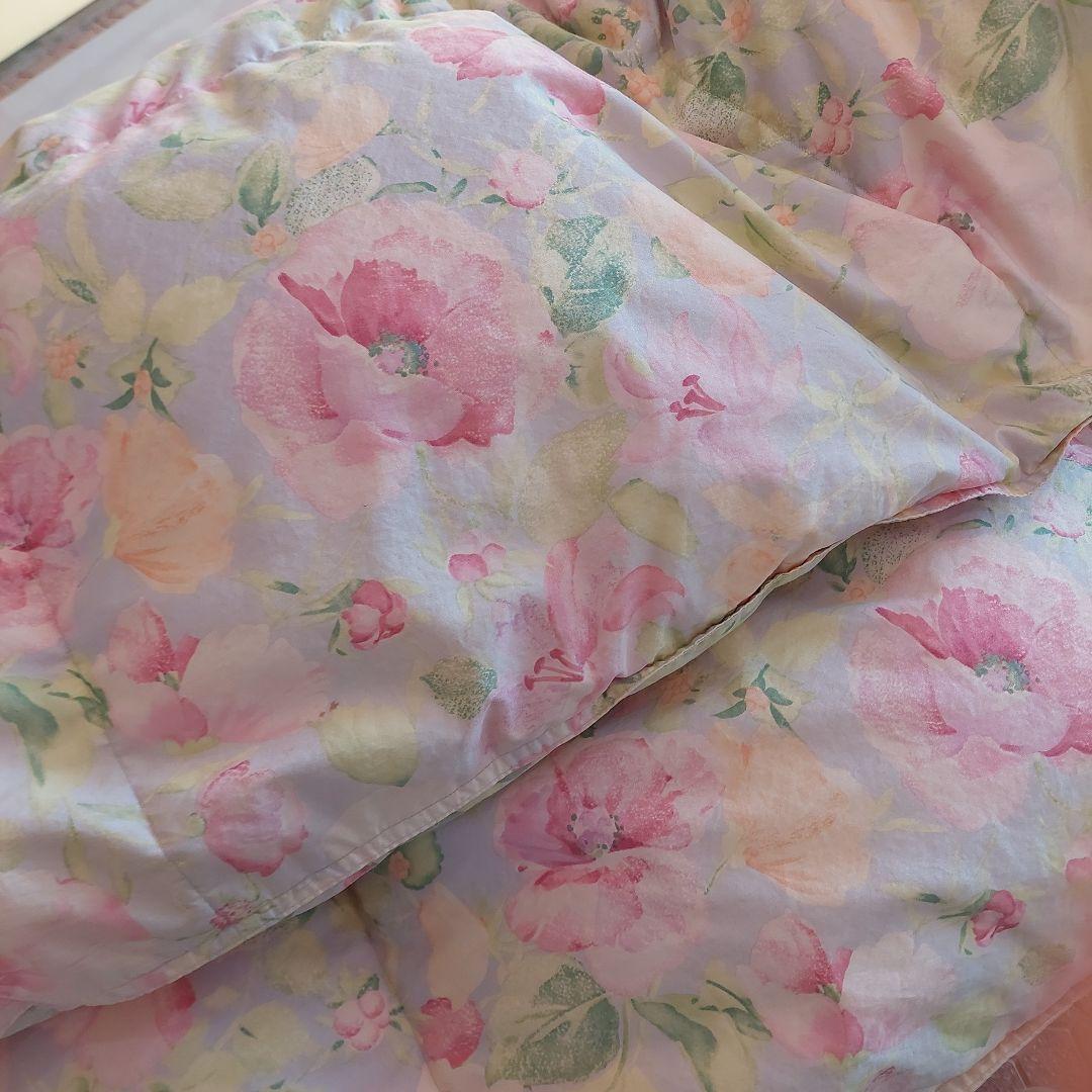 花柄羽毛掛け布団 中古