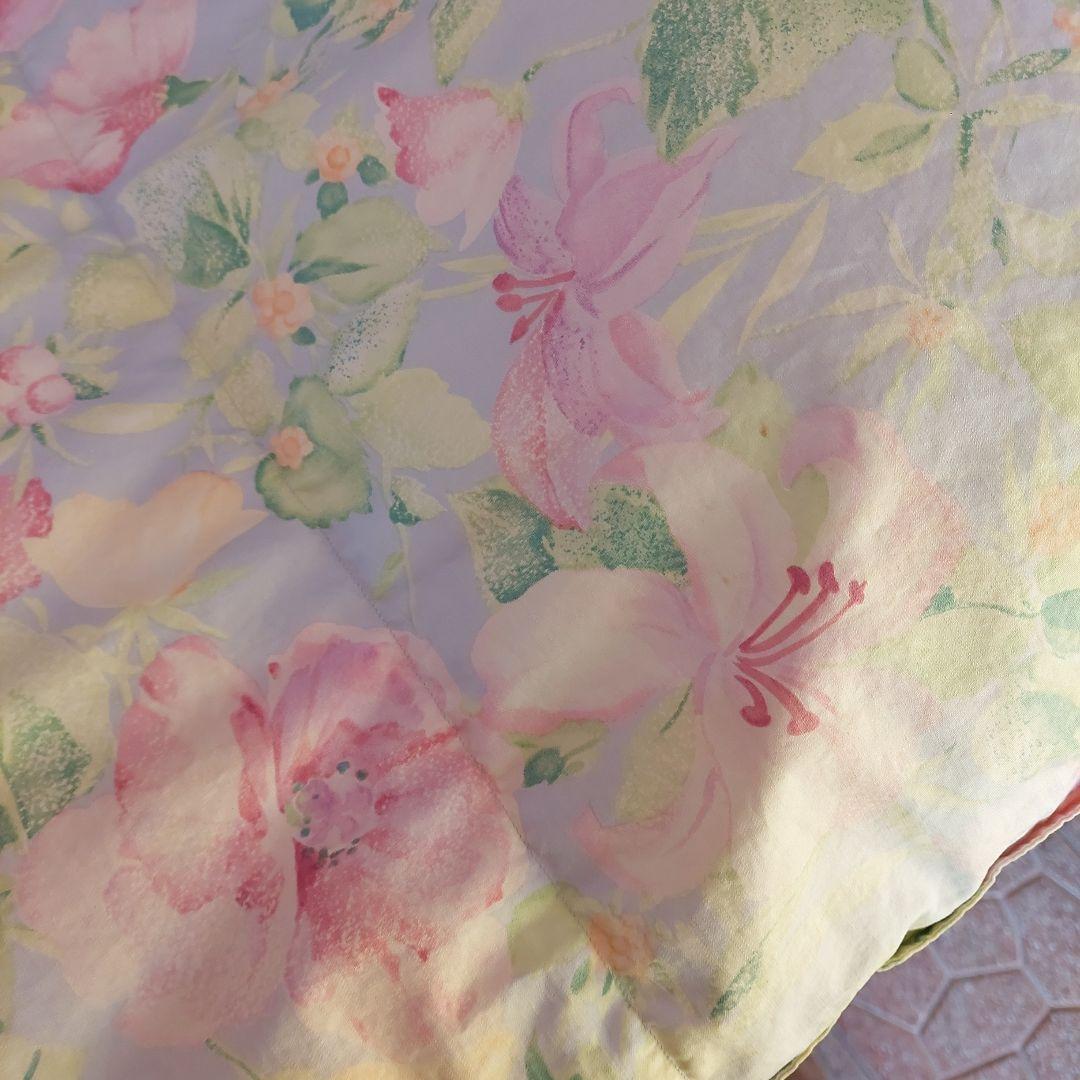 花柄羽毛掛け布団 中古