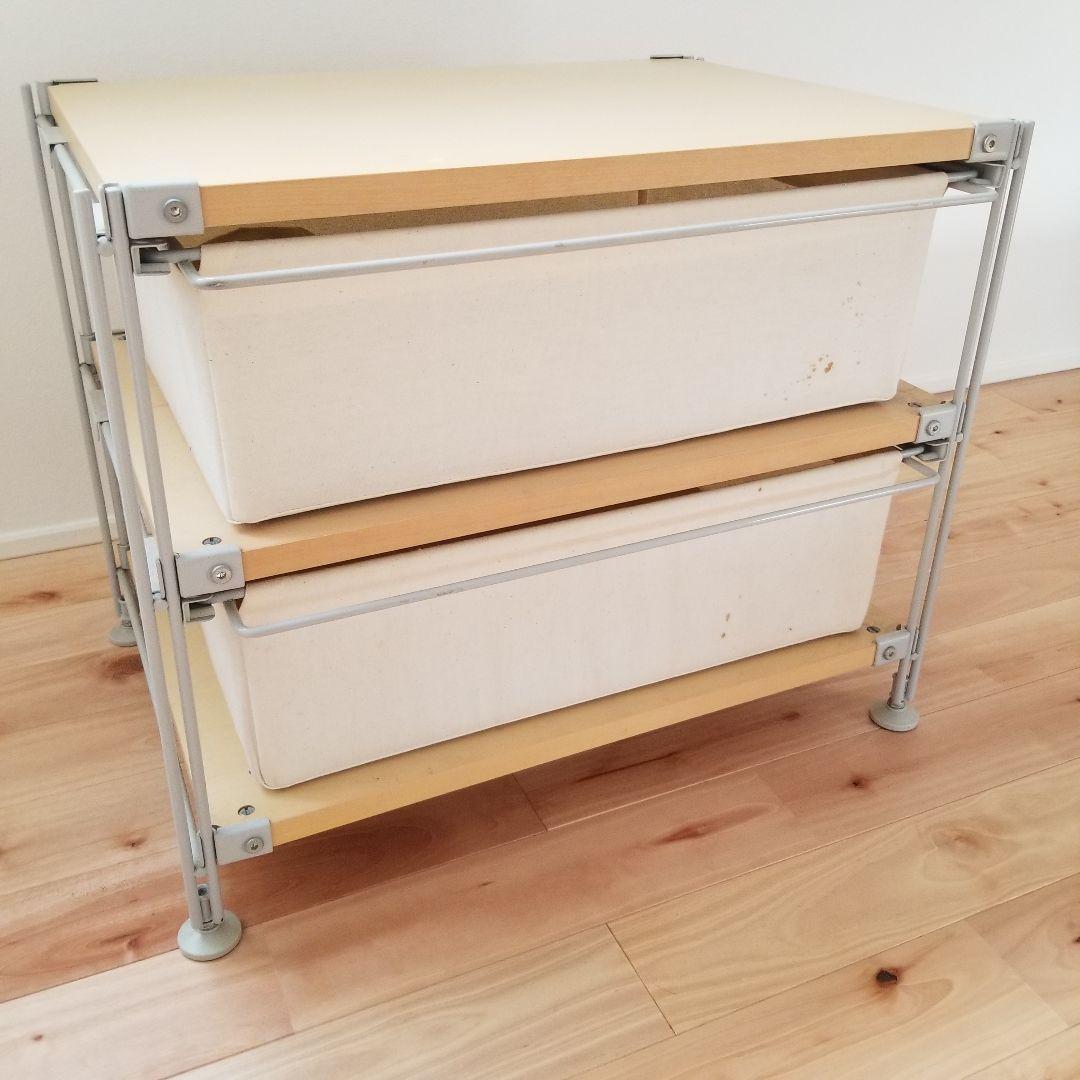 無印良品 スチールユニットシェルフ2段 帆布バスケット スチール