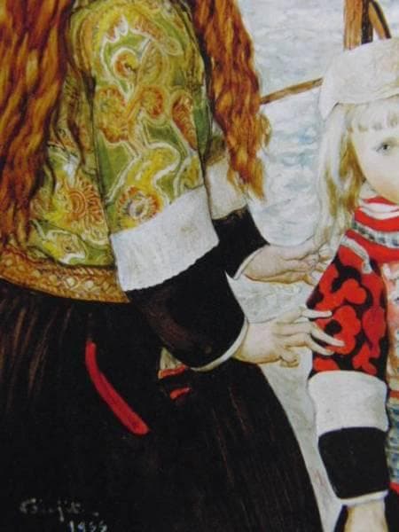 藤田嗣治、【オランダの少女たち】、希少画集画、新品高級額・額装付