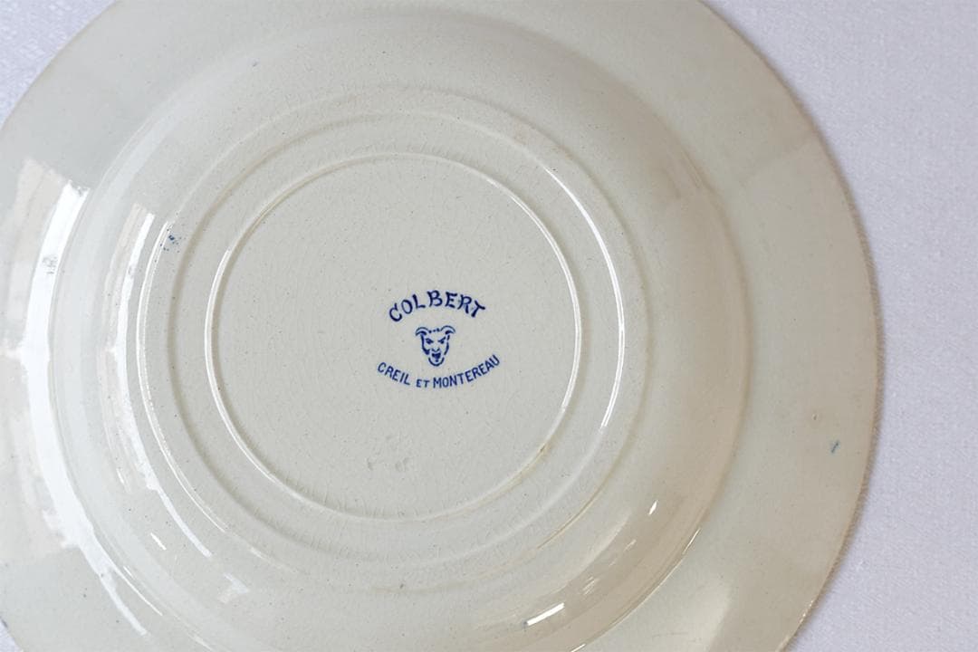 フランスアンティーク　クレイユモントロー　COLBERT　深皿　24.4cm