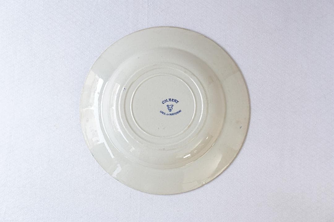 フランスアンティーク　クレイユモントロー　COLBERT　深皿　24.4cm