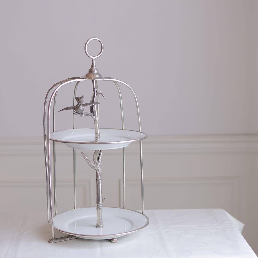 アトリエジュンコ　2段式ケーキスタンド 鳥カゴのデザイン　サラグレース