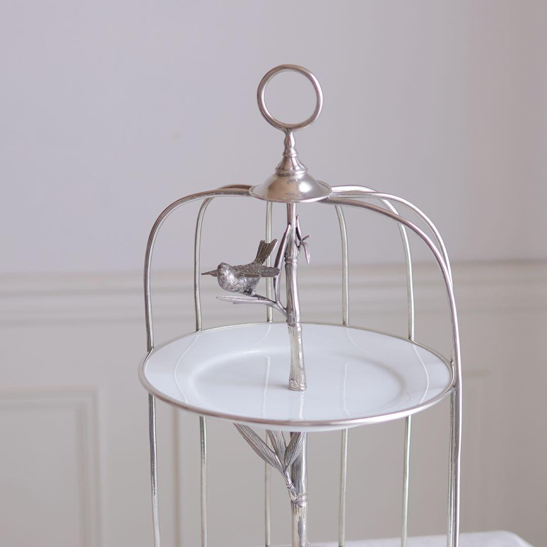 アトリエジュンコ　2段式ケーキスタンド 鳥カゴのデザイン　サラグレース