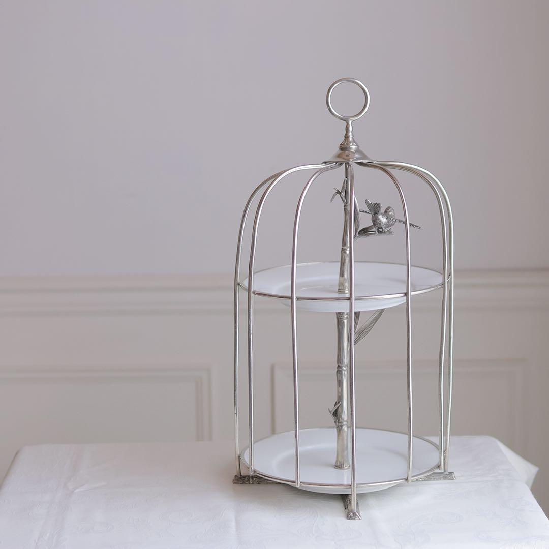 アトリエジュンコ　2段式ケーキスタンド 鳥カゴのデザイン　サラグレース