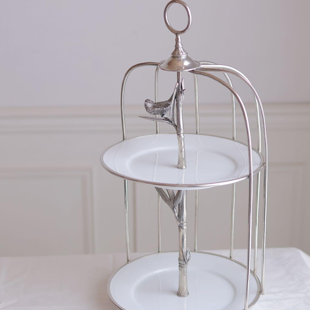 アトリエジュンコ　2段式ケーキスタンド 鳥カゴのデザイン　サラグレース