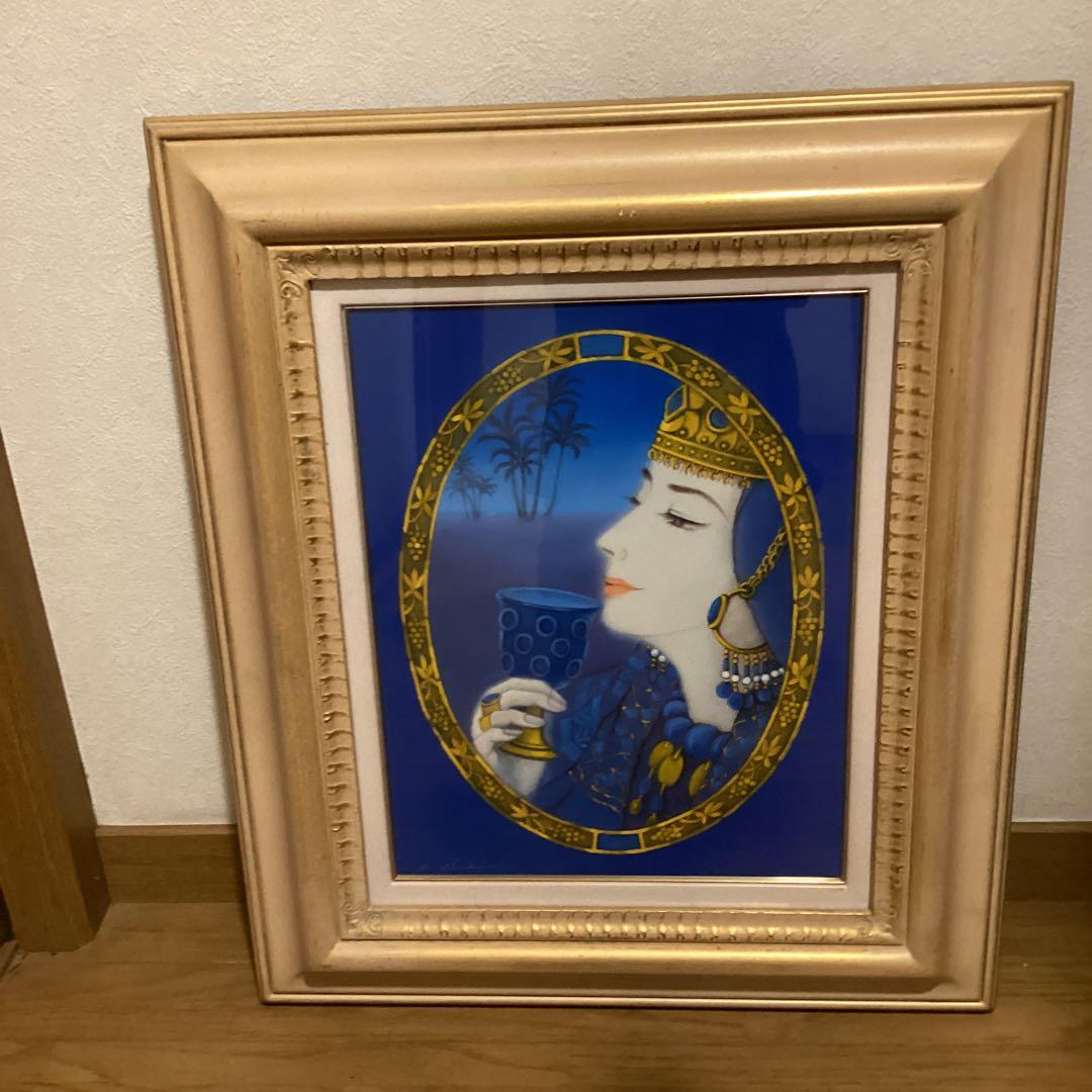 大久保千尋 【 油彩画 タイトル マグリブの王妃 】 F6号 額装仕立 即決
