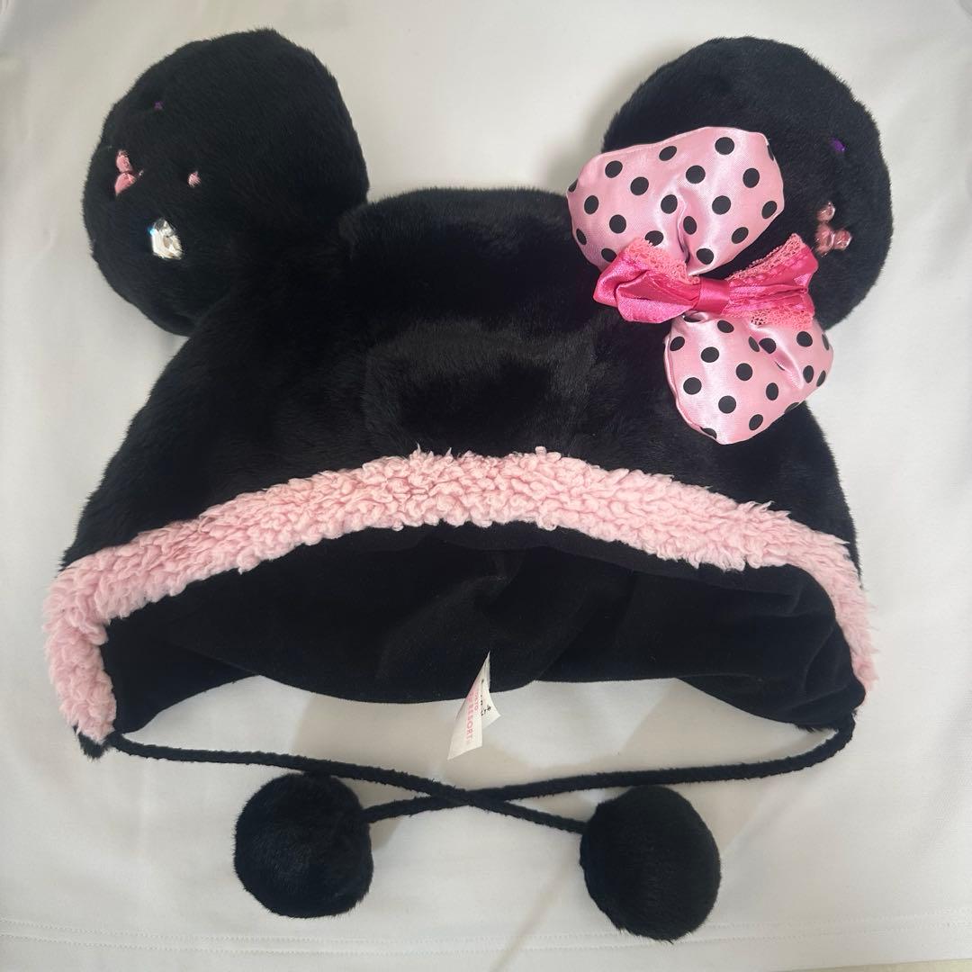 ディズニー ミニーファンキャップ 黒ピンク - メルカリ