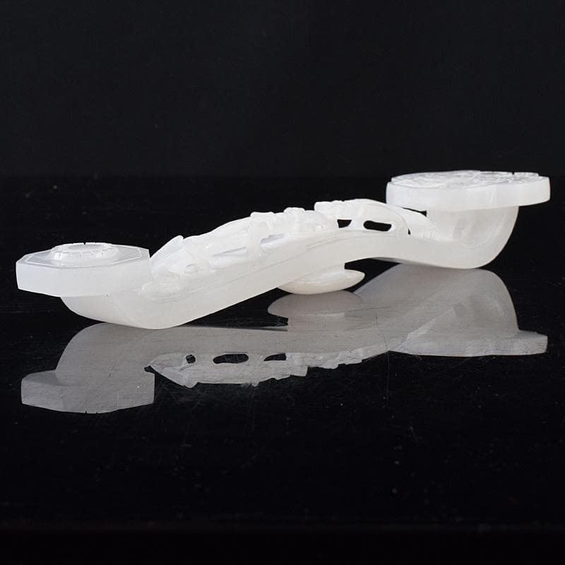 中国 玉石白玉彫刻 神獣刻 如意 M R8033 - メルカリ