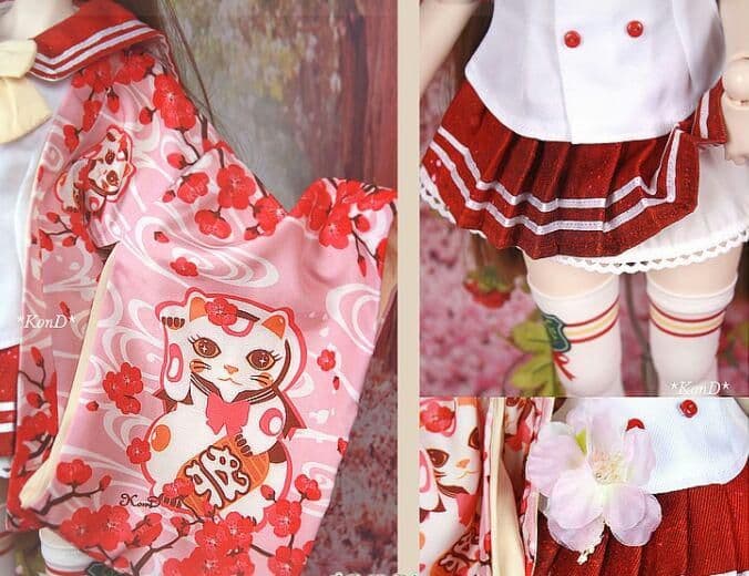 WR92　BJD　1/3　ドール 衣装　セーラー服　7点セット　ハンドメイド