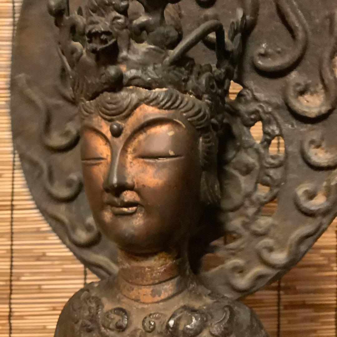 朝鮮・三国時代「百済・観世音菩像」高句麗・新羅・百済・天平・銅鉄・特大