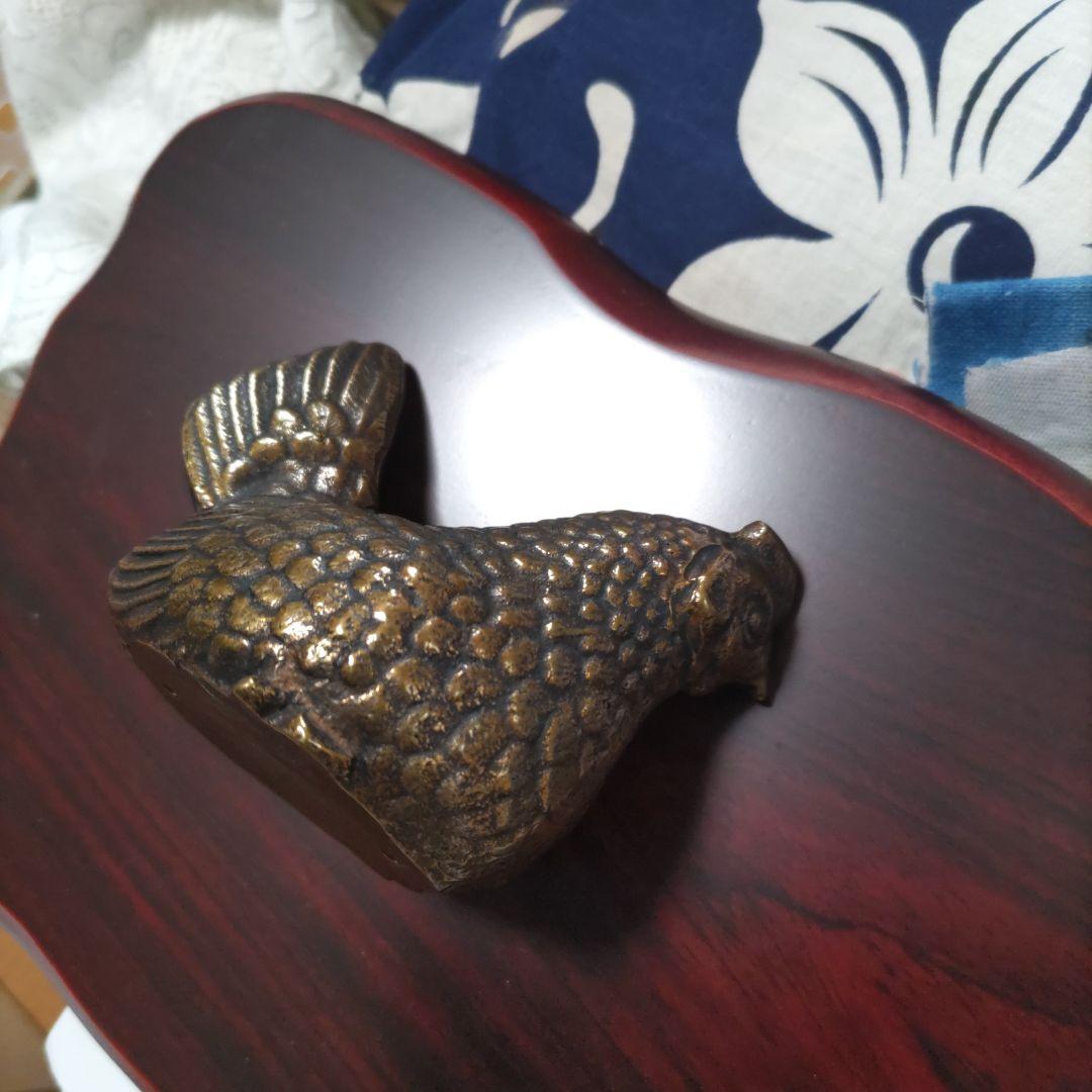 《金属工芸品、鳥２羽》新品（かたらい、村田宏作）木製台、箱入1634