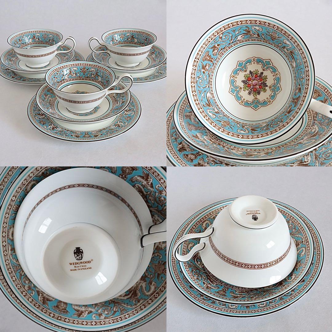 【美品】ウェッジウッド フロレンティーン ターコイズ トリオ ティーポットセット