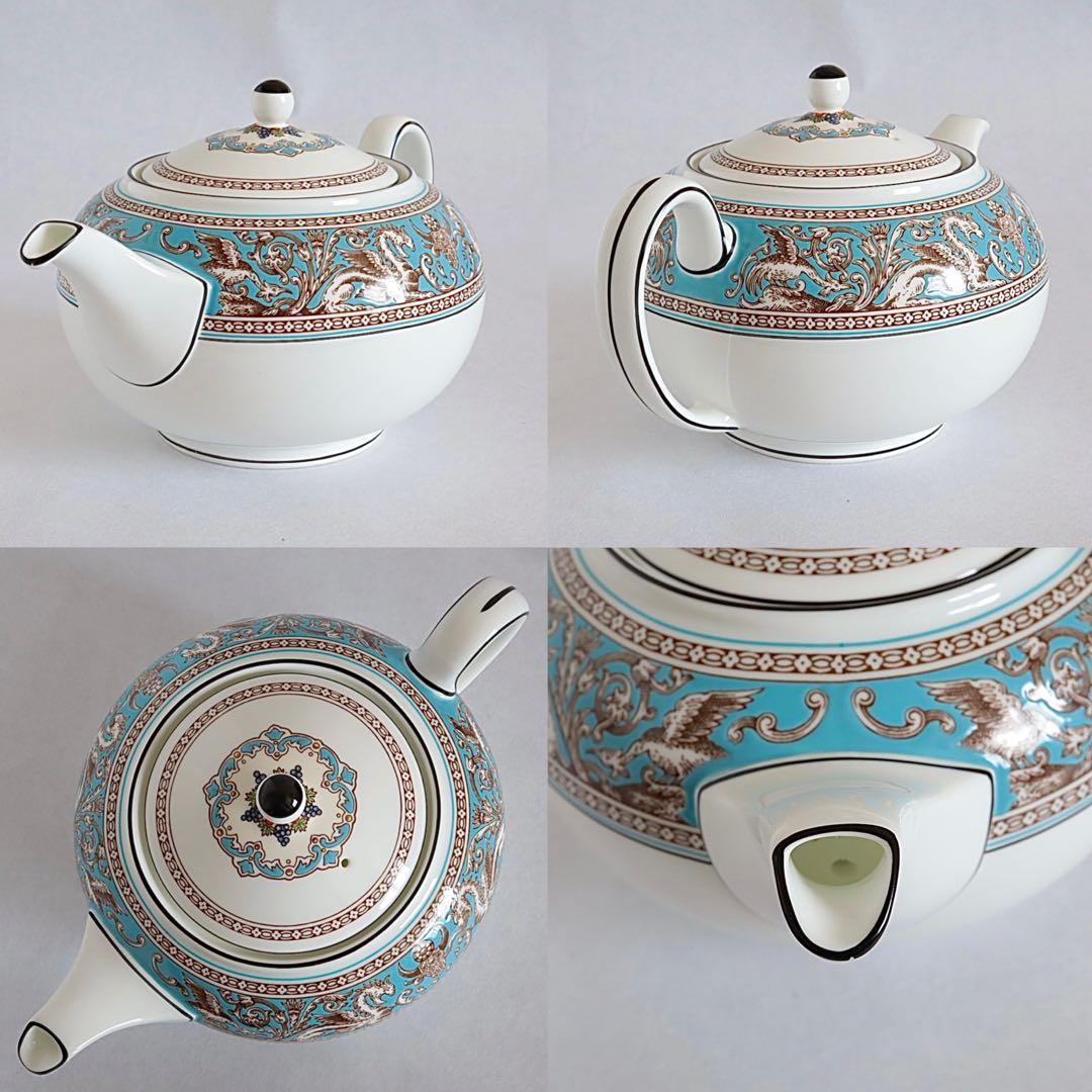 【美品】ウェッジウッド フロレンティーン ターコイズ トリオ ティーポットセット