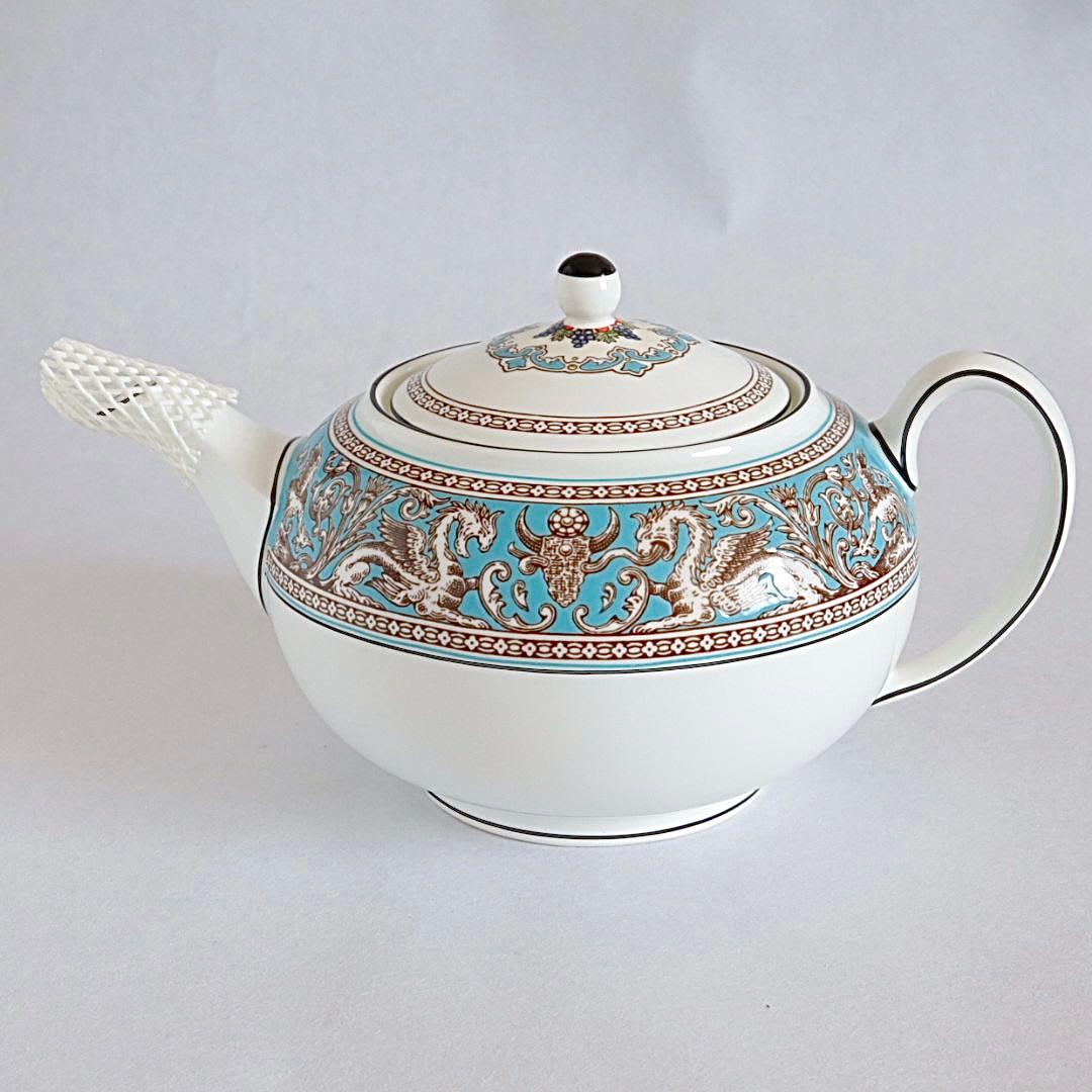 【美品】ウェッジウッド フロレンティーン ターコイズ トリオ ティーポットセット