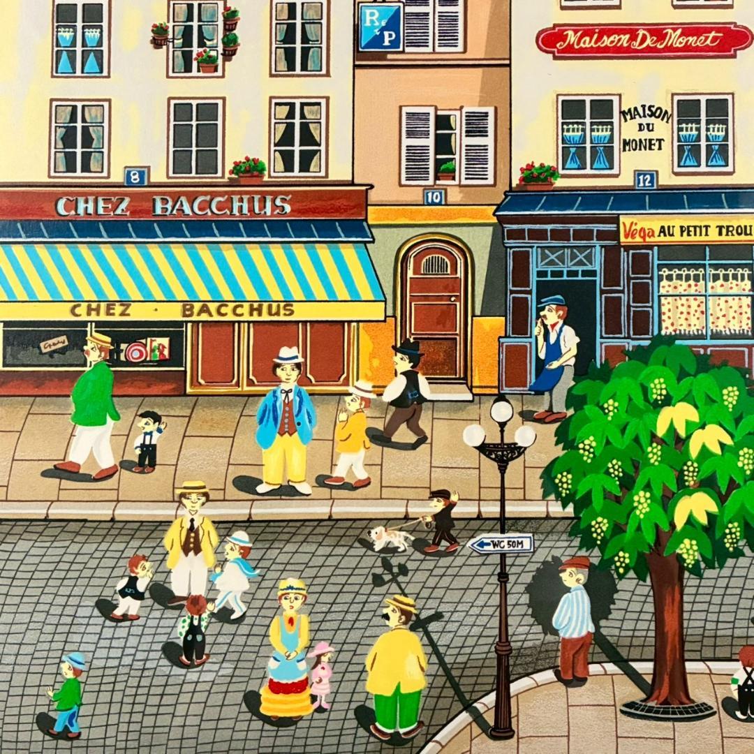 美品 ビン・カシワ「パリの夕暮れ」リトグラフ 直筆サイン入 額縁入